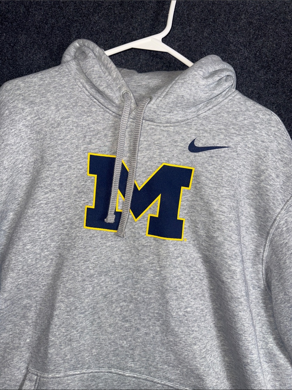 Nike Michigan Gray Pullover Hoodie with Navy M and Yellow Outline 2XL